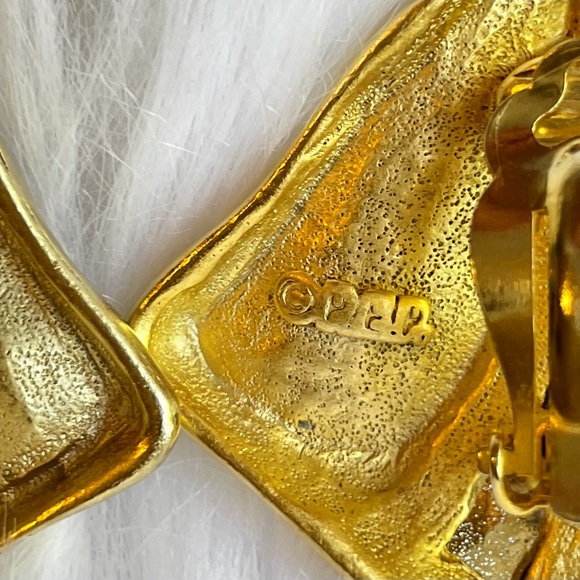 Vintage Erwin Pearl Earrings Big Gold Runway 80’s - Picture 7 of 8